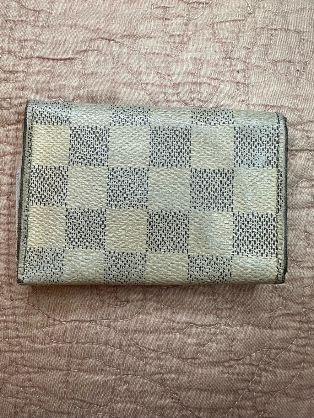 Louis Vuitton Damier Azur Canvas Key & Card Holder in Cream and Brown